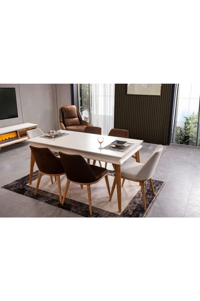 Onurdesign Hilton Açılır Mdf Kaplamalı Yemek Masası - Resim 2