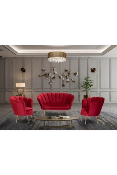 Onurdesign Istiridye Çay Seti Metal Ayaklı Balkon Salon Bahçe Oturma Grubu