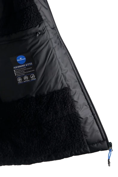 Erkek Kapişonlu Kürklü Siyah Yelek - 4