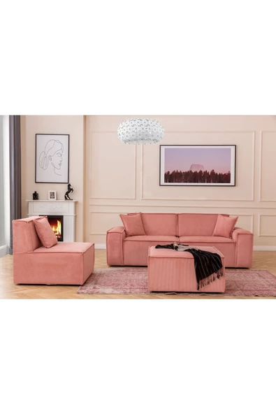 Onurdesign Pink Köşe Koltuk Takımı - 3