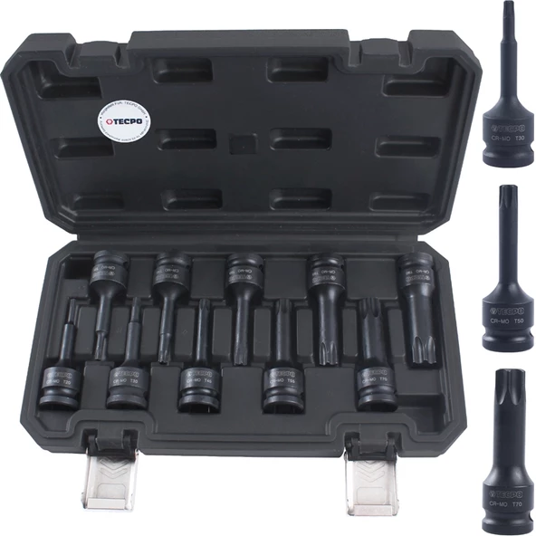 Lokma Set Havalı Uzun Torx 1/2 - 10 Parça (T20-T80)