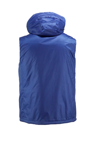 Erkek Kapişonlu Kürklü Saks Mavi Yelek - 3