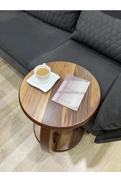 Onurdesign C Servis Ceviz Kaplamalı Tekerlekli Yan Sehpa - 2