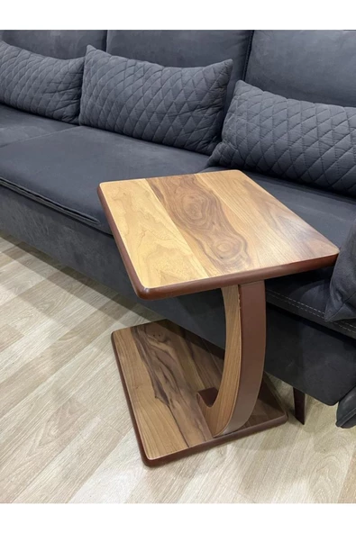 Onurdesign C Servis Ceviz Kaplamalı Tekerlekli Yan Sehpa - 2