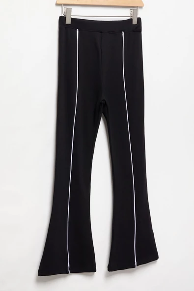 Siyah Önü Biyeli İspanyol Paça Kız Çocuk Tayt 19843 - 6