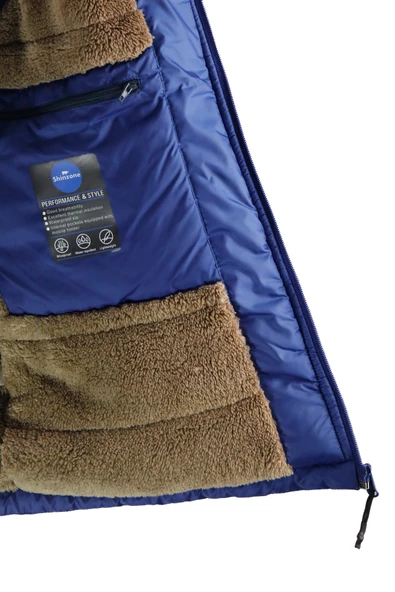 Erkek Kapişonlu Kürklü Saks Mavi Yelek - 4