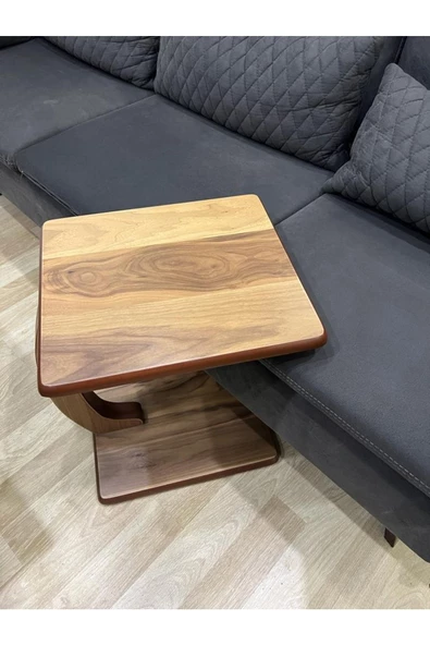 Onurdesign C Servis Ceviz Kaplamalı Tekerlekli Yan Sehpa - 4