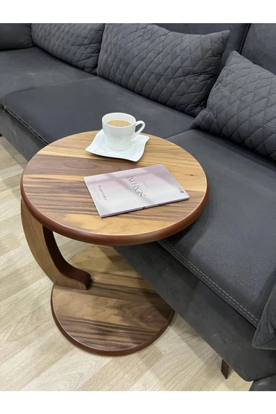 Onurdesign C Servis Ceviz Kaplamalı Tekerlekli Yan Sehpa - 4