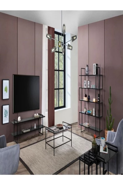 Onurdesign Zuma Metal Ayaklı Siyah Camlı 3lü Zigon Sehpa - 6