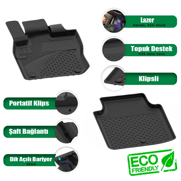 Volkswagen Tiguan Allspace 2016+ Uyumlu Sahler Araca Özel 4.5D Oto Paspas - Tiguan Allspace - 2