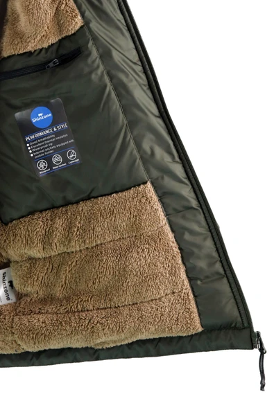 Erkek Kapişonlu Kürklü Haki Yelek - 4