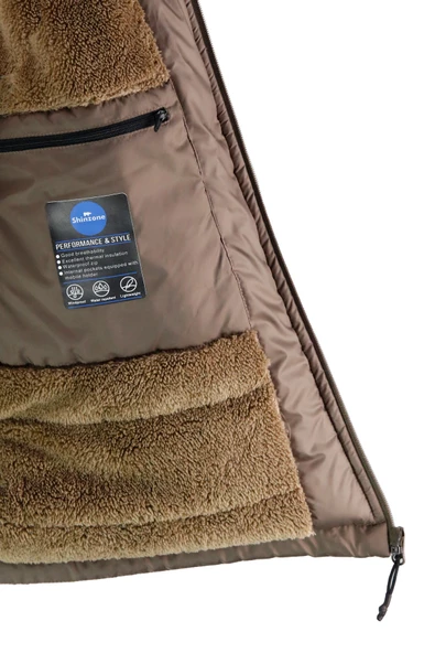 Erkek Kapişonlu Kürklü Bej Yelek - 4