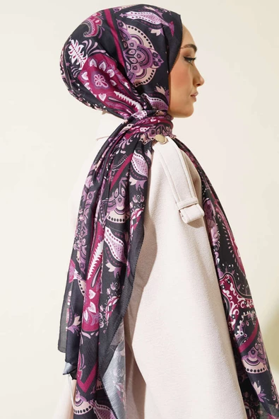 Otantik Desen Soft Şal Menekşe - 3