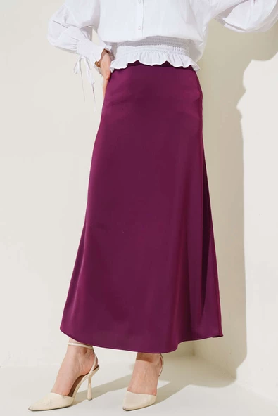 Beli Lastikli Saten Etek Mor - 2
