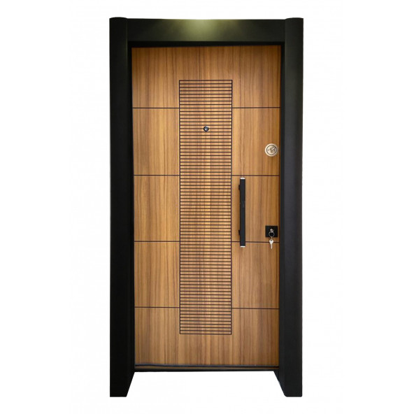 TEZ-1593 Statik Kasalı Rustik Çizgili Model Çelik Kapı, Daire Kapısı, Villa Kapısı
