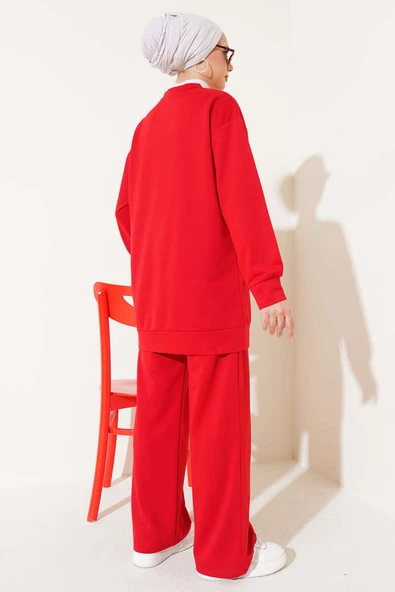 Önü Çımalı Basic İkili Takım Kırmızı - Resim 3