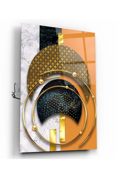 Soyut Desenler Dekoratif ve Modern Cam Tablo