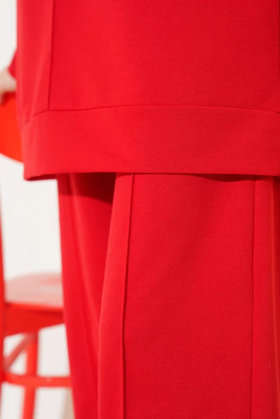 Önü Çımalı Basic İkili Takım Kırmızı - Resim 4