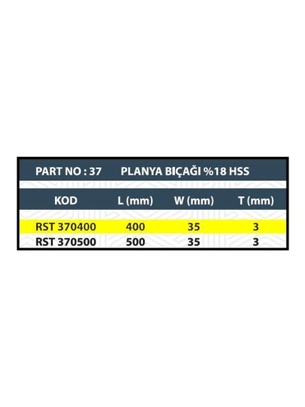 RESİSTE 400x35x3 HSS %18 PLANYA BIÇAĞI - 4