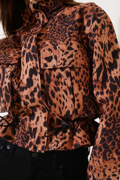 Leopar Desen Tünelli Kısa Ceket Leopar - Resim 4