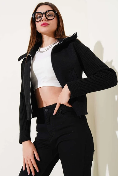 Triko Garnili Kaşe Mont Siyah - 2