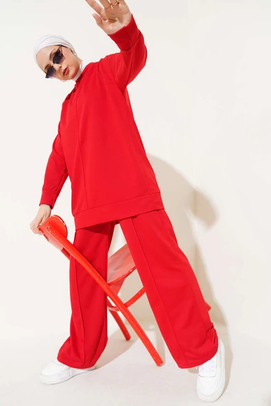 Önü Çımalı Basic İkili Takım Kırmızı ürün görseli 1