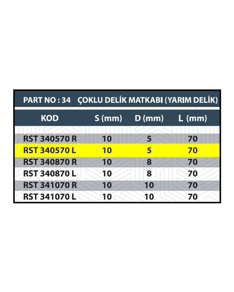 5x70 SOL ÇOKLU DELİK MATKABI (DÜZ/YARIM DELİK) - 3