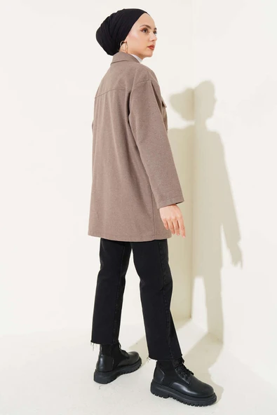 Çift Cepli Kaşe Gömlek Vizon - 3