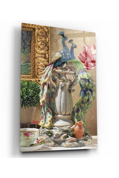 Tavuskuşu Dekoratif ve Modern Cam Tablo ürün görseli 1