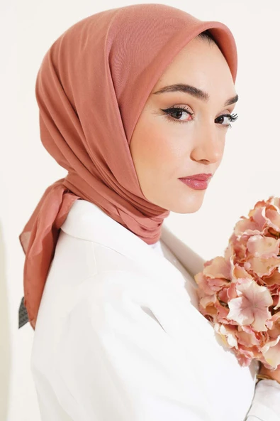 Düz Soft Eşarp Gül Kurusu -64