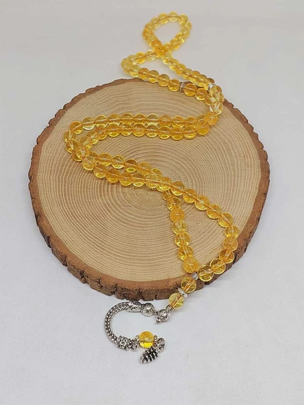 Sitrin Taşı Koyu Renk 99luk Tesbih 8mm (4713) - Resim 4