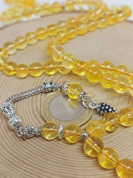 Sitrin Taşı Koyu Renk 99luk Tesbih 8mm (4713) - Resim 3