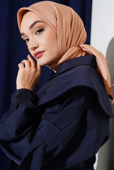 Düz Soft Eşarp Şeftali -136 ürün görseli 1