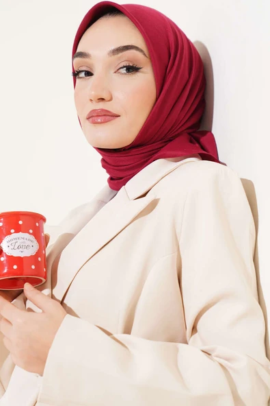 Düz Soft Eşarp Nar Çiçeği -83 - Resim 2