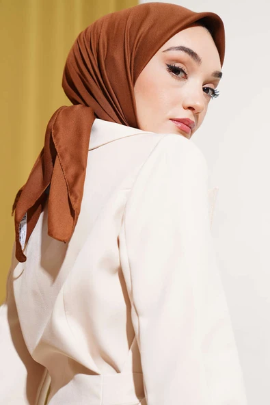 Düz Soft Eşarp Kahve -11