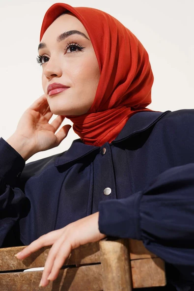 Düz Soft Eşarp Kiremit -98 - Resim 2