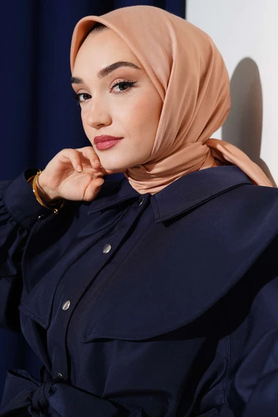 Düz Soft Eşarp Şeftali -136 - Resim 2