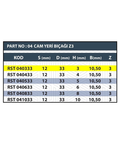 3MM CAM YERİ BIÇAĞI Z3 (3 AĞIZLI) - 3