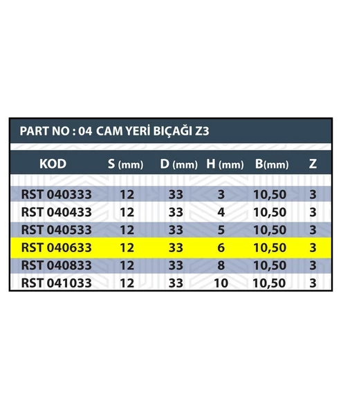 6MM CAM YERİ BIÇAĞI Z3 (3 AĞIZLI) - 3