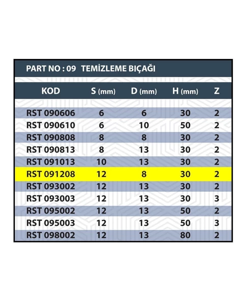 Resiste 12x8x30 RULMANLI TEMİZLEME BIÇAĞI Z2 (2 AĞIZLI) - 3