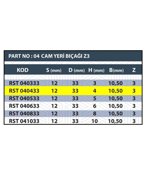 4MM CAM YERİ BIÇAĞI Z3 (3 AĞIZLI) - Resim 3