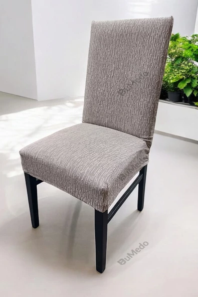 Jakarlı Dokuma Kumaş Likralı Esnek 6'lı Sandalye Kılıfı Kaliteli Streç Sandalye Örtüsü (6 ADET) - 2