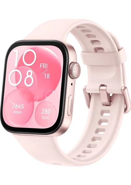 Huawei Watch Fit 3 Pembe Kauçuk Kayış Akıllı Saat