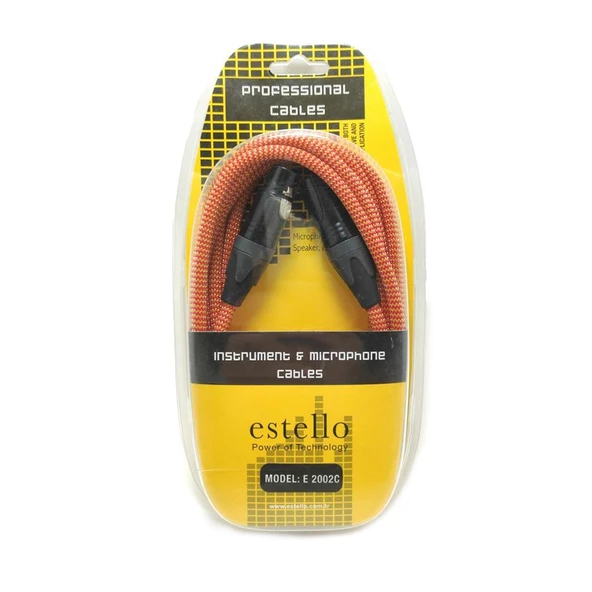Estello E2002C XLR Erkek+XLR Dişi PVC örgü Mikrofon Ara kablo 6m - 4