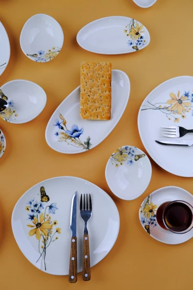 Jamuor Basak Pebble Porselen Kahvaltı Takımı 6 Kişilik 20 Parça PBLKHPRS1011 - 6