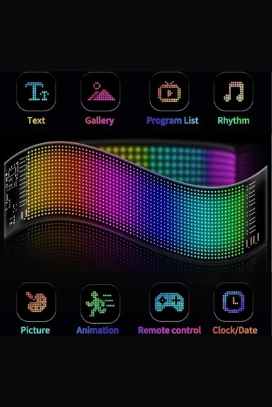 Led Matrix Panel RG-B Ekran Kumandalı App Kontrollü İş Yeri Otomobil Tır Kamyon Cam veya Duvar Uyumlu Kendiliğinden Yapışabilir - 5