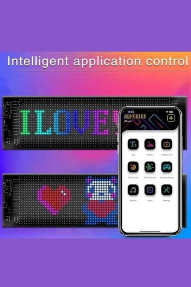 Led Matrix Panel RG-B Ekran Kumandalı App Kontrollü İş Yeri Otomobil Tır Kamyon Cam veya Duvar Uyumlu Kendiliğinden Yapışabilir - 4