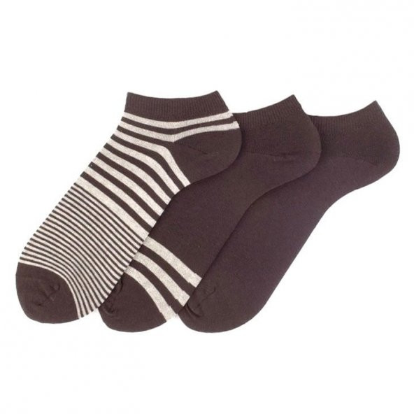 Karışık Patik Çorap 3'lü Kahverengi