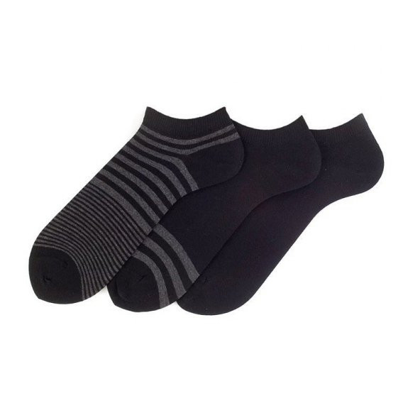 Karışık Patik Çorap 3lü Siyah