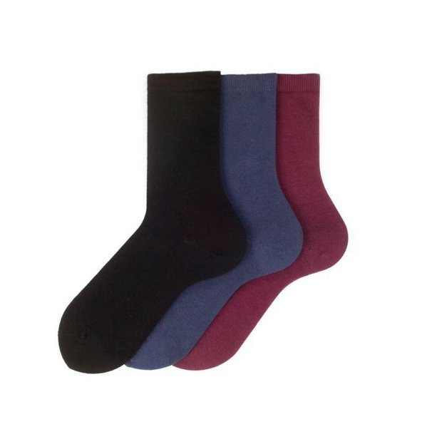 Basic Karışık Renkli Soket Çorap 3lü